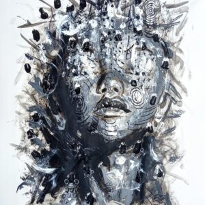 african artist Nisty Chatha african portrait titled "at peace 1"