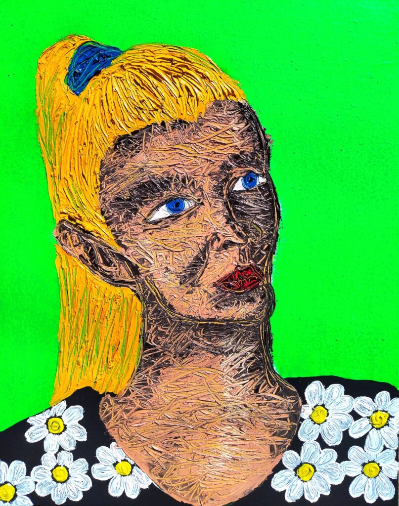 Leonard Baloyi Vibrant Portrait is a contemporary artwork of Blonde Woman