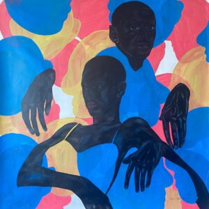 Many Phases African Artwork by Navel Seakamela with Abstract feel and vibrant colours