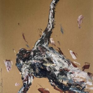 original african artwork of human figure falling